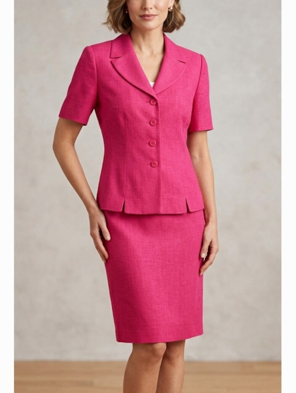 hot pink fuchsia skirt suit from Le Suit size 14P